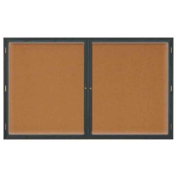 United Visual Products Single Door Enclosed EZ Tack Board, 18"x24", Cherry/Black UV100EZ-BLACK-CHERRY